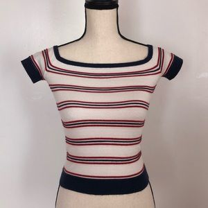 Red, White, Blue off the shoulder top